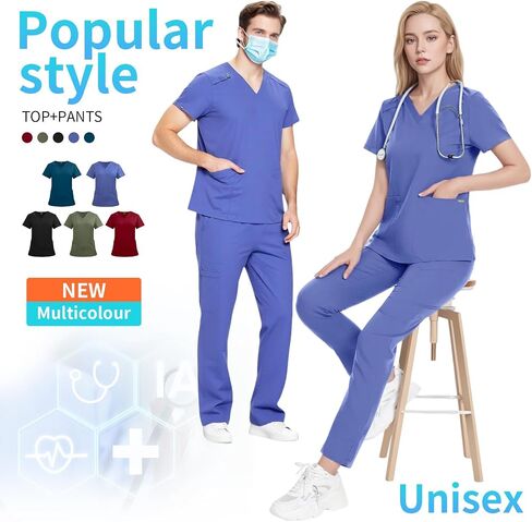 Moisture Wicking Short Sleeve Scrubs Set for Nurses,Sizes M-XXL,5 Colors For Your Choice in Kuwait