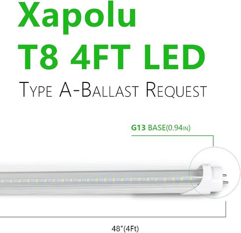 4FT 48 Inch LED Replacement for Fluorescent Tube Light, Dual Ended F32T8/F40T12 Bulb, 18W 5000K 2520lm, Ballast Compatible or Bypass, 1-10V Dimmable, DLC&UL Listed, Type A+B-2 Pack in Saudi Arabia
