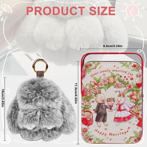 Bunny Cute Keychain with Tin, Handmade Plush Bunny Keychain Accessories for Women, Adorable Charm for Phones Bags in Saudi Arabia