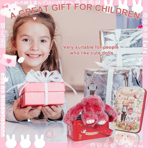 Bunny Cute Keychain with Tin, Handmade Plush Bunny Keychain Accessories for Women, Adorable Charm for Phones Bags in Saudi Arabia