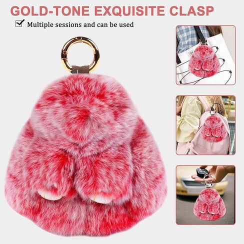 Bunny Cute Keychain with Tin, Handmade Plush Bunny Keychain Accessories for Women, Adorable Charm for Phones Bags in Saudi Arabia