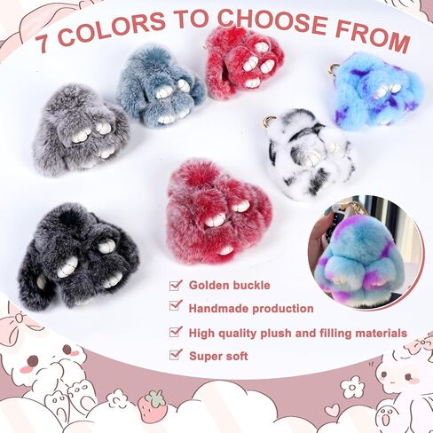 Bunny Cute Keychain with Tin, Handmade Plush Bunny Keychain Accessories for Women, Adorable Charm for Phones Bags in Saudi Arabia