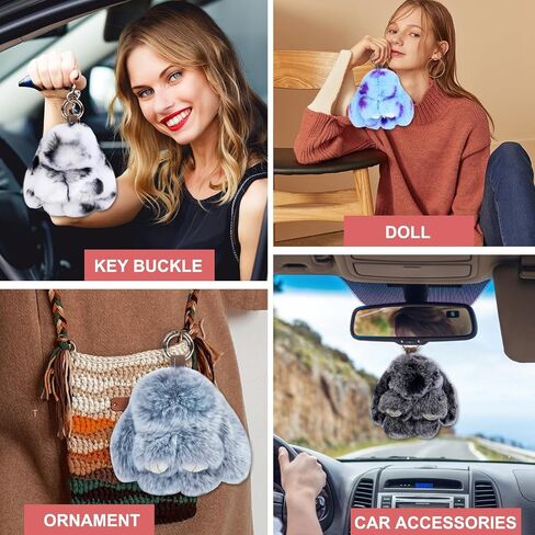 Bunny Cute Keychain with Tin, Handmade Plush Bunny Keychain Accessories for Women, Adorable Charm for Phones Bags in Saudi Arabia