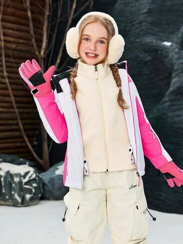 Haloumoning Kids Ski Gloves Waterproof Thermal Winter Warm Snow Snowboard Cycling Gloves for Boys Girls 3-15Y in Saudi Arabia