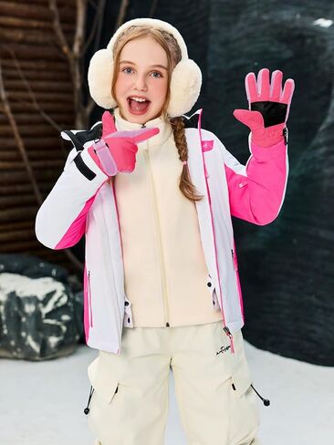 Haloumoning Kids Ski Gloves Waterproof Thermal Winter Warm Snow Snowboard Cycling Gloves for Boys Girls 3-15Y in Saudi Arabia