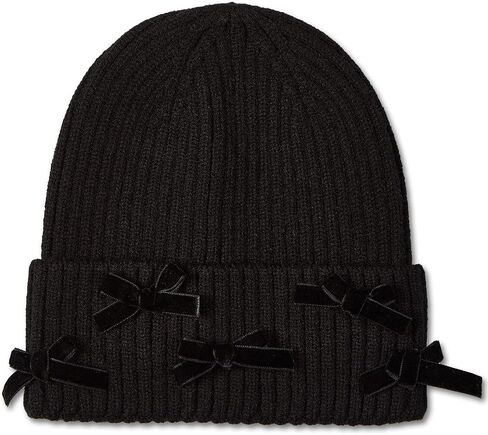 MeMoi Girls Ribbed All-Over Bows Rayon-Blend Cuffed Beanie in Saudi Arabia