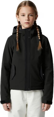 wantdo Girl's Waterproof Windbreaker Coat Snow Ski Jacket Warm Thick Rain Jacket Kids Winter Coats with Removable Hood in Saudi Arabia