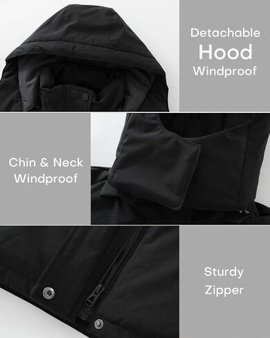 wantdo Girl's Waterproof Windbreaker Coat Snow Ski Jacket Warm Thick Rain Jacket Kids Winter Coats with Removable Hood in Saudi Arabia