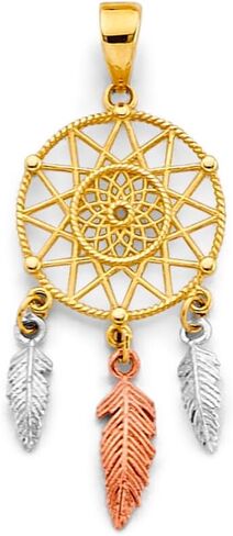 14k Tri Color Gold Dream Catcher Charm Pendant in Saudi Arabia