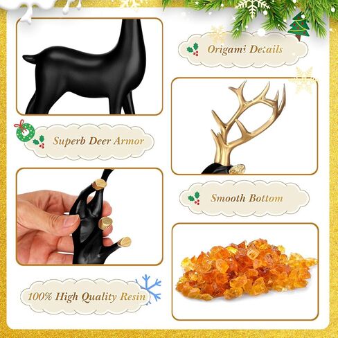 Wenqik 8 Pcs Christmas Reindeer Figurines Gold Deer Christmas Decor Xmas Sitting Standing Deer Statues Rustic Small Reindeer Sculpture for Home Living Room Cabinet Table Office Indoor Decoration Gift in Kuwait