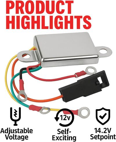 منظم الجهد الجهد القابل للتعديل 1-wire F7078-متوافق مع فورد لينكولن ميركوري 1G المولدات المولدة-الدائرة ذاتية 12V B-Circuit ، 14.2V Setpoint ، الجزء الثابت-متحمس-يحل محل F7078 GR7078 in Saudi Arabia