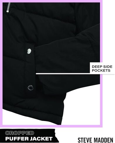 Steve Madden Womens Switche Stacket - الرياح والماء المقاوم للسترات الشتوية المعزولة للنساء مع غطاء فرو قابل للإزالة in Kuwait