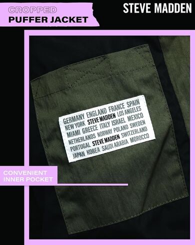 Steve Madden Womens Cropped Puffer Jacket - Wind & Water Resistant Insulated Winter Jackets for Women with Removable Fur Hood in Saudi Arabia