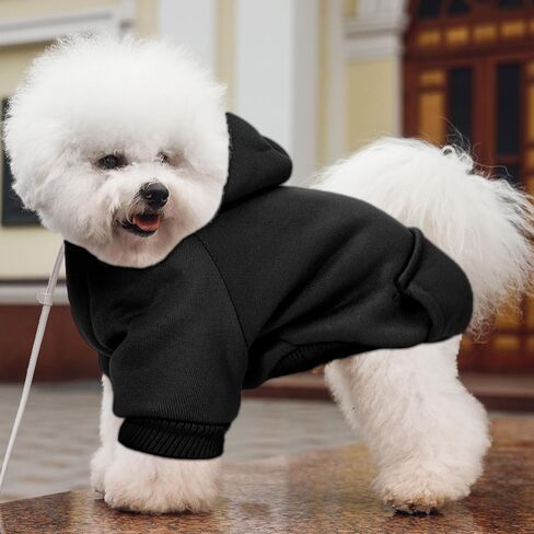 SATINIOR 2 Pieces Winter Dog Hoodie Warm Small Dog Sweatshirts with Pocket Cotton Coat for Dogs Clothes Puppy Costume (S) in Kuwait