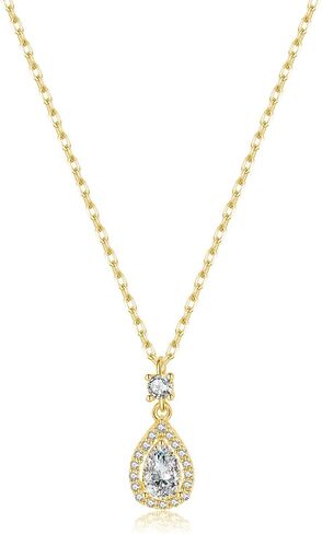 SLUYNZ 925 Sterling Silver CZ Teardrop Necklace Choker for Women Teens Crystal Teardrop Pendant Necklace in Saudi Arabia
