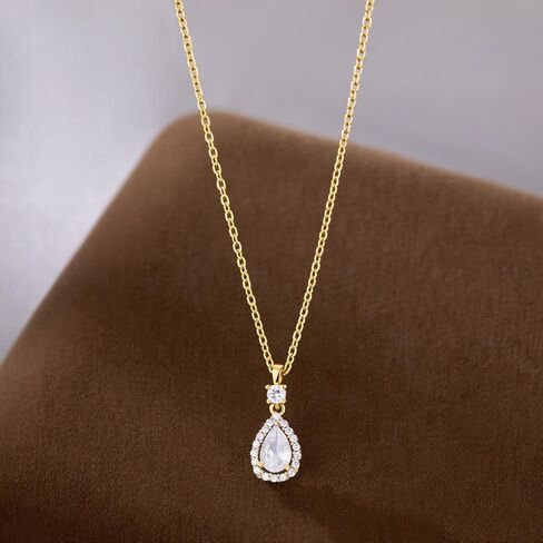 SLUYNZ 925 Sterling Silver CZ Teardrop Necklace Choker for Women Teens Crystal Teardrop Pendant Necklace in Saudi Arabia