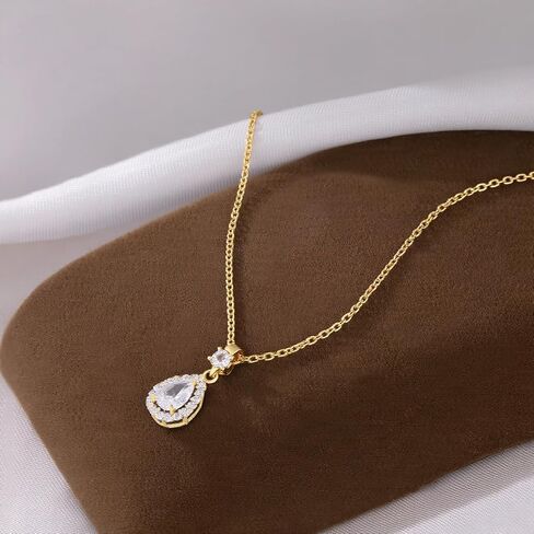 SLUYNZ 925 Sterling Silver CZ Teardrop Necklace Choker for Women Teens Crystal Teardrop Pendant Necklace in Saudi Arabia