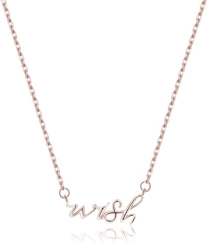SLUYNZ 925 Sterling Silver Wish Necklace Choker for Women Teens Word Pendant Necklace for Her Birthday Anniversary in Saudi Arabia