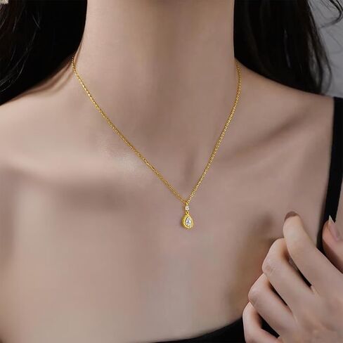 SLUYNZ 925 Sterling Silver CZ Teardrop Necklace Choker for Women Teens Crystal Teardrop Pendant Necklace in Saudi Arabia