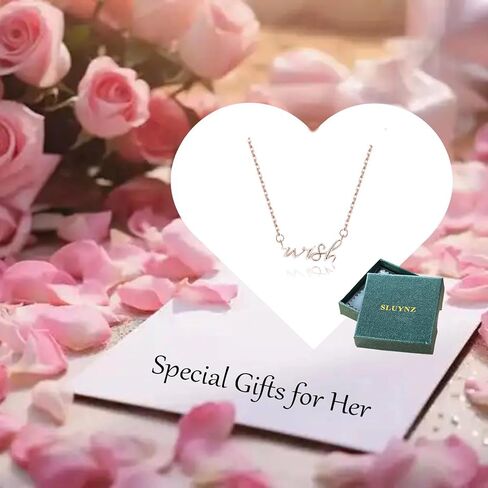 SLUYNZ 925 Sterling Silver Wish Necklace Choker for Women Teens Word Pendant Necklace for Her Birthday Anniversary in Saudi Arabia
