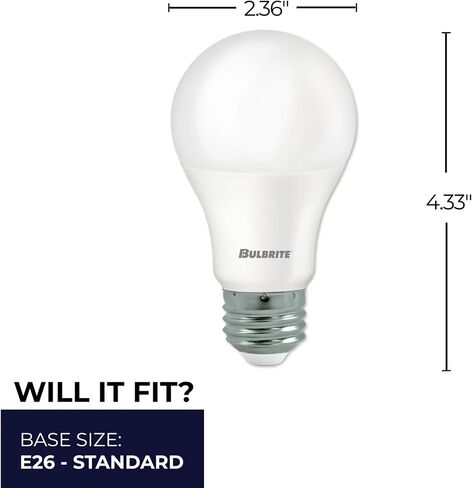 Bulbrite Pack of 12 Item 774235 A19 LED Bulb, 9W, 60W Equiv., Dimmable, 3000K, E26 Base, 120V Soft White Light, A-Type Bulb in Saudi Arabia