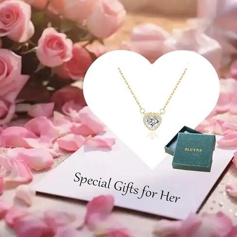 SLUYNZ 925 Sterling Silver CZ Love Choker Necklace for Women Teens Sweet Heart Pendant Necklace for Her Birthday Anniversary in Saudi Arabia