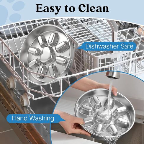 Tivray Slow Feeder Dog Bowls, 304 Stainless Steel Dog Slow Feeder Bowl 3.8 Cups Metal Dog Food Bowl with Non-Slip Bottom Anti Gulping Slow Eating Dog Bowl for Medium & Large Breed, Dishwasher Safe in Kuwait