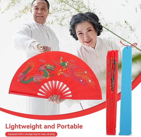 مروحة اليد قابلة للطي ، معجبة صينية الكونغ فو تاي تشي مروحة حمراء الزخرفة القابلة للطي لليد اليمنى ووشو Dance Practice Trainingg in Saudi Arabia