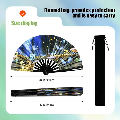innolife 13 "مروحة اليد القابلة للطي كبيرة للهتاف ، مروحة UV Glow Rave ، مروحة Clack للنساء ، مروحة يدوية الخيزر in Saudi Arabia