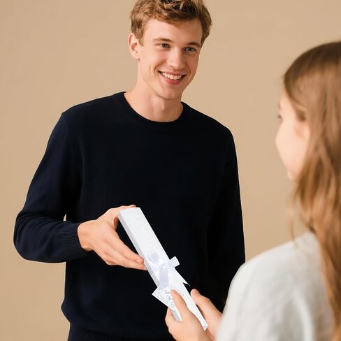 Choyaxo 6inch معجبي اليد القابل للطي مع المعجبين باليد مع صندوق هدايا لحفل الرقص زخرفة الزفاف (1 ، أبيض) in Saudi Arabia