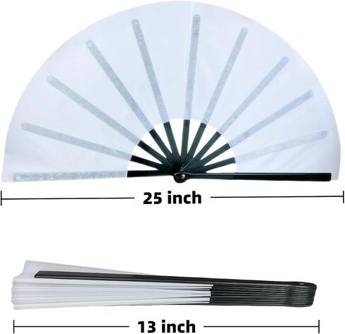 6 Packs 13inch Sublimation Clack Fans Blank Chinese Tai Chi Fan with Black Ribs for Graduation, Festival Dance Party in Saudi Arabia