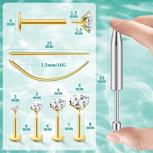 16g مسطح الظهر أقراط للنساء الرجال مجموعة - نقص الصلب الجراحي الصلب الحلقات الداخلية خواتم الأنف الأزرار ل tragus الغضروف أنف ثقب المجوهرات - أن تكون مجوهر in Saudi Arabia