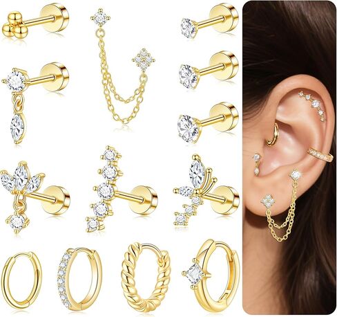 Tragus Helix Conch Piercing Jewelry Plate Back Caritists for Women Daith Rook Percings in Kuwait