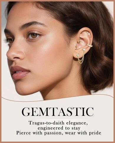 Tragus Helix Conch Piercing Jewelry Plate Back Caritists for Women Daith Rook Percings in Kuwait