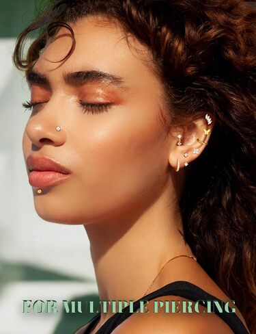 Besteelless Bestelless Back Earrings Hypoallergenic - 9 أزواج 316L دفع الفولاذ الجراحي في ترصيع CZ والأطواق المحددة للنساء رجال 14 كيلو غامض غضروف Tragus Helix Nose Birecing Jewelry 16G 18G in Saudi Arabia