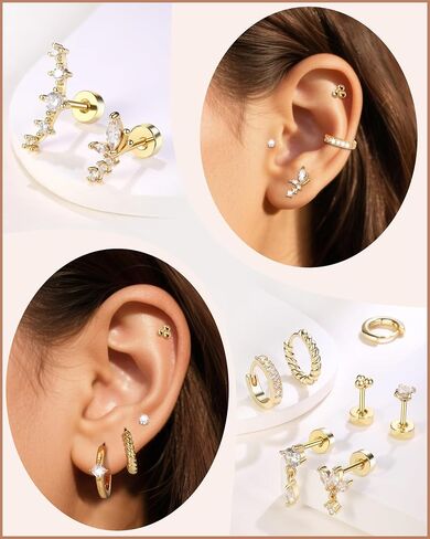 Tragus Helix Conch Piercing Jewelry Plate Back Caritists for Women Daith Rook Percings in Kuwait