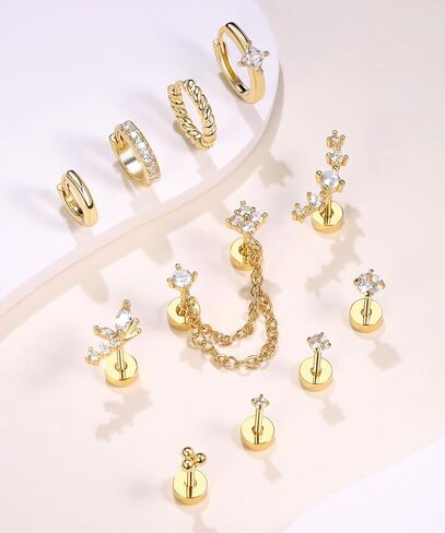 Tragus Helix Conch Piercing Jewelry Plate Back Caritists for Women Daith Rook Percings in Kuwait