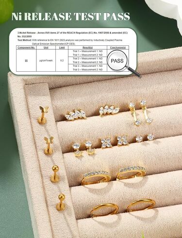 Besteelless Bestelless Back Earrings Hypoallergenic - 9 أزواج 316L دفع الفولاذ الجراحي في ترصيع CZ والأطواق المحددة للنساء رجال 14 كيلو غامض غضروف Tragus Helix Nose Birecing Jewelry 16G 18G in Saudi Arabia