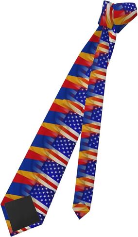 Flag of Armenia and USA American Classic Men's Novelty Necktie Funny Twist Timeless Style99 in Saudi Arabia