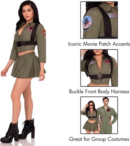 Leg Avenue Womens Licensed Top Gun Costume Adult Fighter Pilot Costume in Saudi Arabia