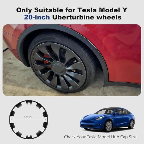 20 بوصة حافة حافة الحامي Hubcaps لنموذج Tesla Y 2020-2024 عجلات التعريفية حافة حافة حافة الإطارات حلقات النموذج y (الأسود غير اللامع) in Saudi Arabia