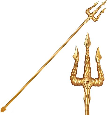 Spooktacular Creations Gold King Trident Cane, Halloween King Pitchfork Spear Trident Toy Prop for Halloween Costume Dress Up, Cosplay Parties Accessory in Saudi Arabia