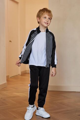 تُحدد Arshiner Boy's Active Tracksuits Full zip Sports Grougging Athletic Running 2 قطعة تعرق لمدة 5-13 سنوات in Saudi Arabia