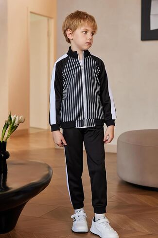 تُحدد Arshiner Boy's Active Tracksuits Full zip Sports Grougging Athletic Running 2 قطعة تعرق لمدة 5-13 سنوات in Saudi Arabia