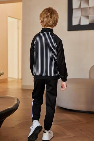 تُحدد Arshiner Boy's Active Tracksuits Full zip Sports Grougging Athletic Running 2 قطعة تعرق لمدة 5-13 سنوات in Saudi Arabia