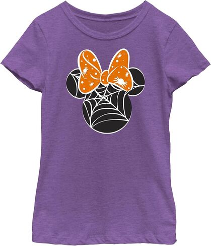 Disney Kids Mickey & Friends Halloween Minnie Spider Web Logo Girls Heather T-Shirt in Kuwait