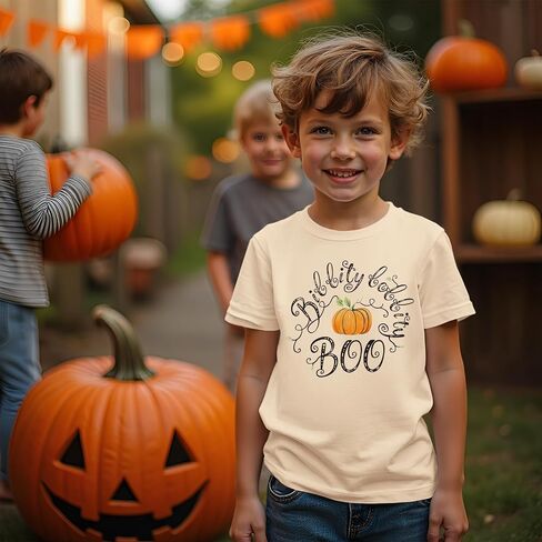 CM C&M WODRO Halloween Shirts for Girl Boy Funny Pumpkin Boo T-Shirt Kids Crewneck Short Sleeve Outfit Tee Tops in Saudi Arabia