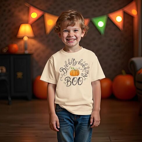 CM C&M WODRO Halloween Shirts for Girl Boy Funny Pumpkin Boo T-Shirt Kids Crewneck Short Sleeve Outfit Tee Tops in Saudi Arabia