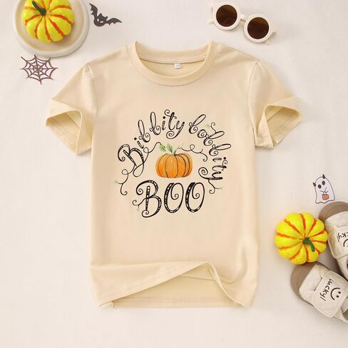 CM C&M WODRO Halloween Shirts for Girl Boy Funny Pumpkin Boo T-Shirt Kids Crewneck Short Sleeve Outfit Tee Tops in Saudi Arabia