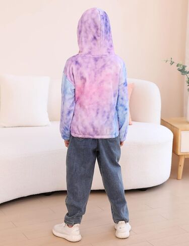 TUONROAD Girl's Fuzzy Hoodies Warm Loose Button Pullover Oversized Sherpa Jacket Coat in Saudi Arabia